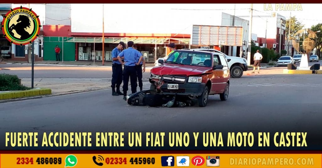 Fuerte accidente entre un fiat uno y una moto en Eduardo Castex