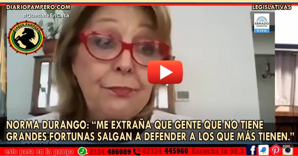 NORMA DURANGO: “Me extraña que gente que no tiene grandes fortunas salgan a defender a los que más tienen.”