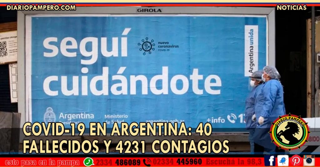COVID-19 EN ARGENTINA: 40 fallecidos y 4231 contagios