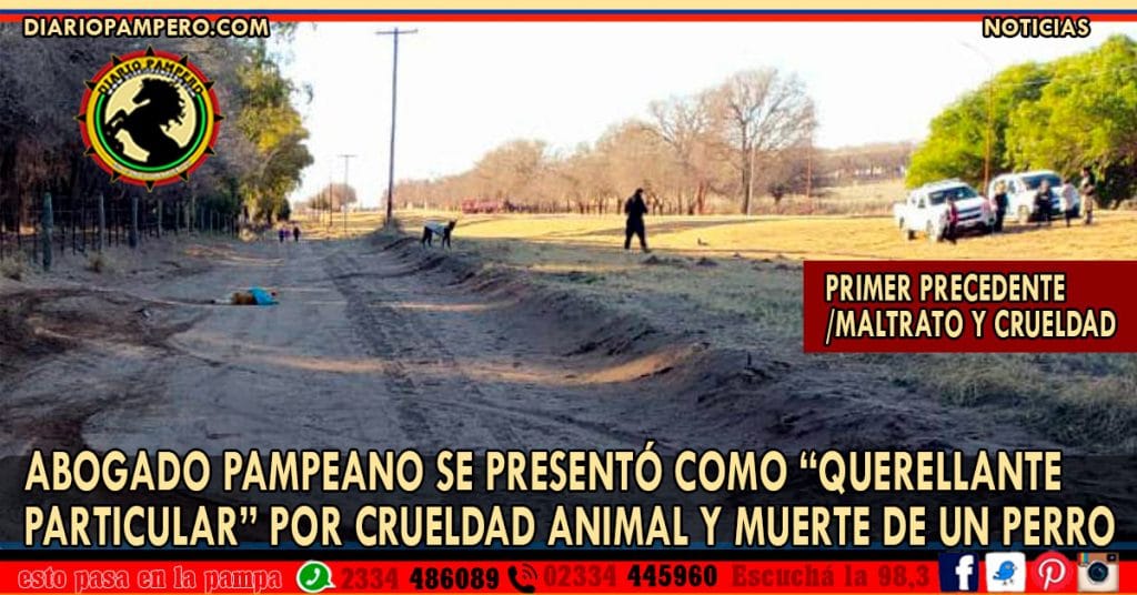 Primer precedente: Abogado de La Pampa se presentó como “querellante particular” por crueldad animal y muerte de un perro
