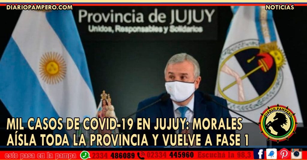 Mil casos de COVID-19 en Jujuy: Morales aísla toda la provincia y vuelve a Fase 1