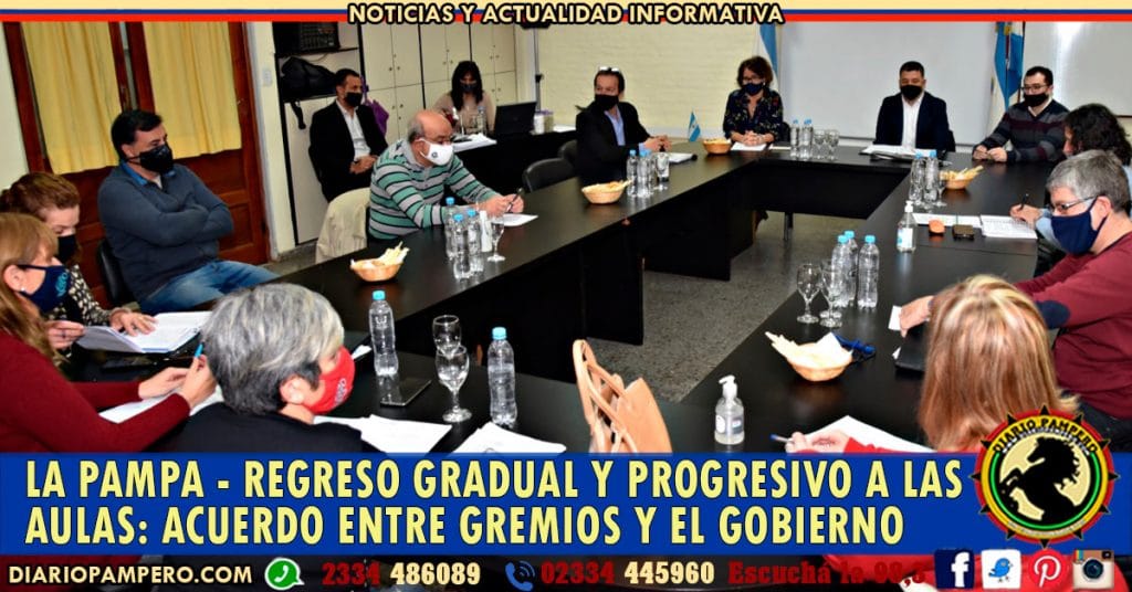 LA PAMPA – Regreso gradual y progresivo a las aulas: acuerdo entre gremios y el Gobierno