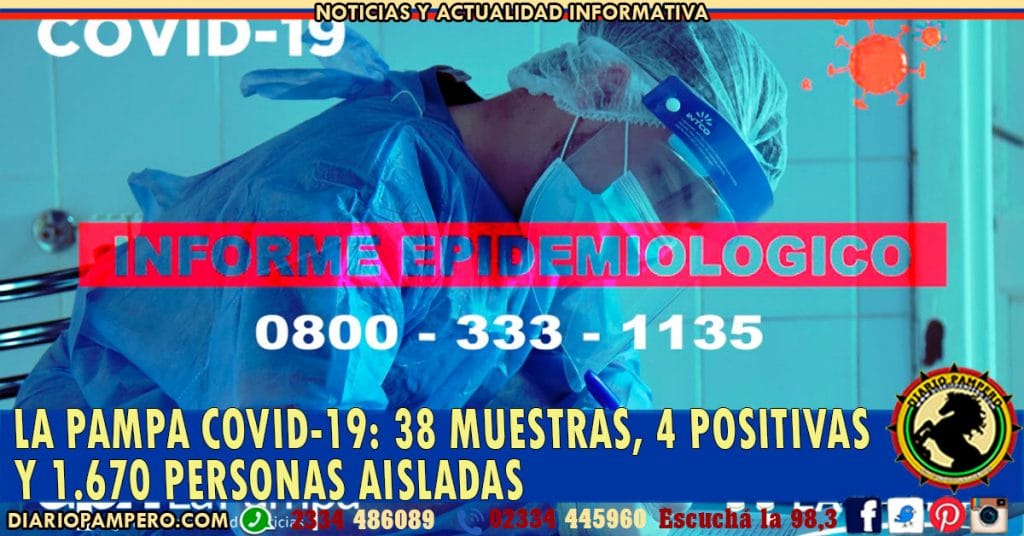 LA PAMPA COVID-19: 38 muestras, 4 positivas y 1.670 personas aisladas