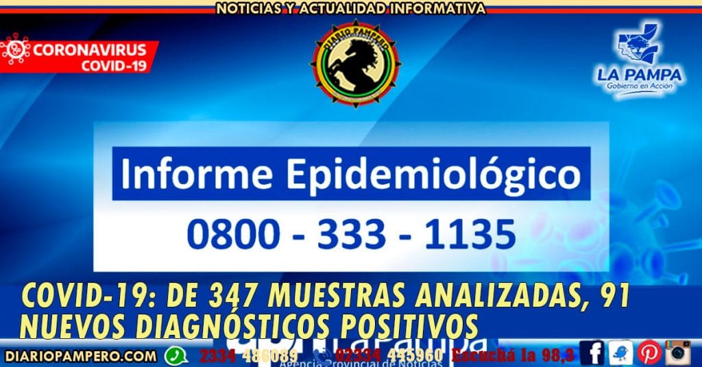 COVID-19 LA PAMPA: se sumaron 91 casos y hay 5.641 personas aisladas