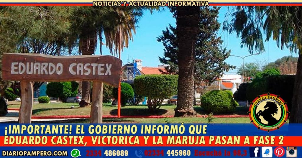 ¡IMPORTANTE! El gobierno informó que Eduardo Castex, Victorica y La Maruja pasan a Fase 2