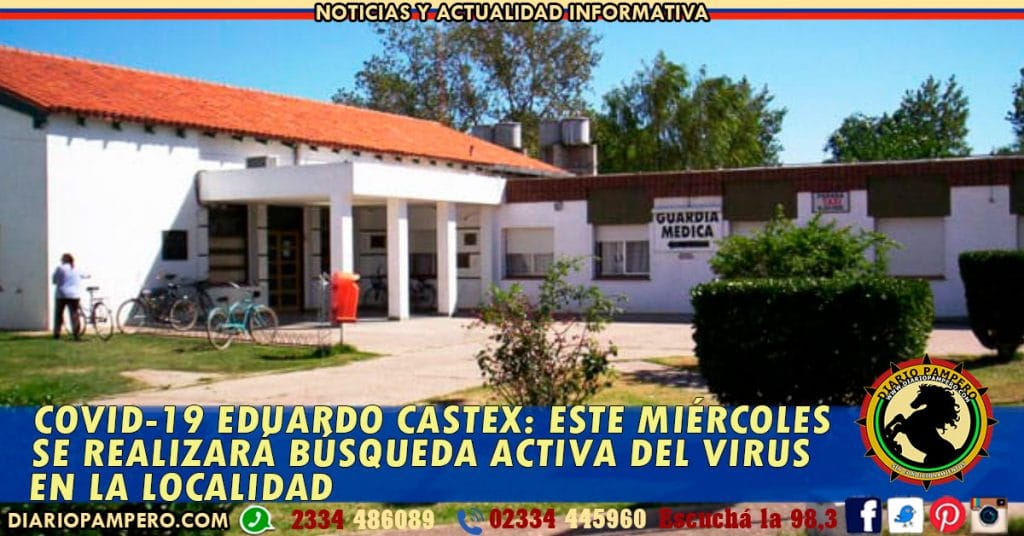 COVID-19 EDUARDO CASTEX: este miércoles se realizará Búsqueda Activa del Virus en la localidad