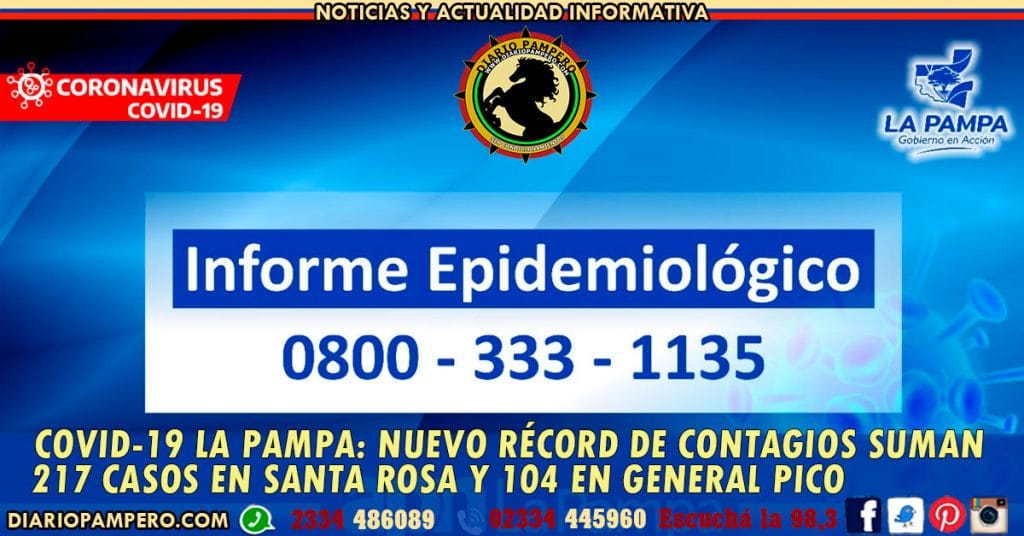 COVID-19 LA PAMPA: nuevo récord de contagios suman 217 casos en Santa Rosa y 104 en General Pico
