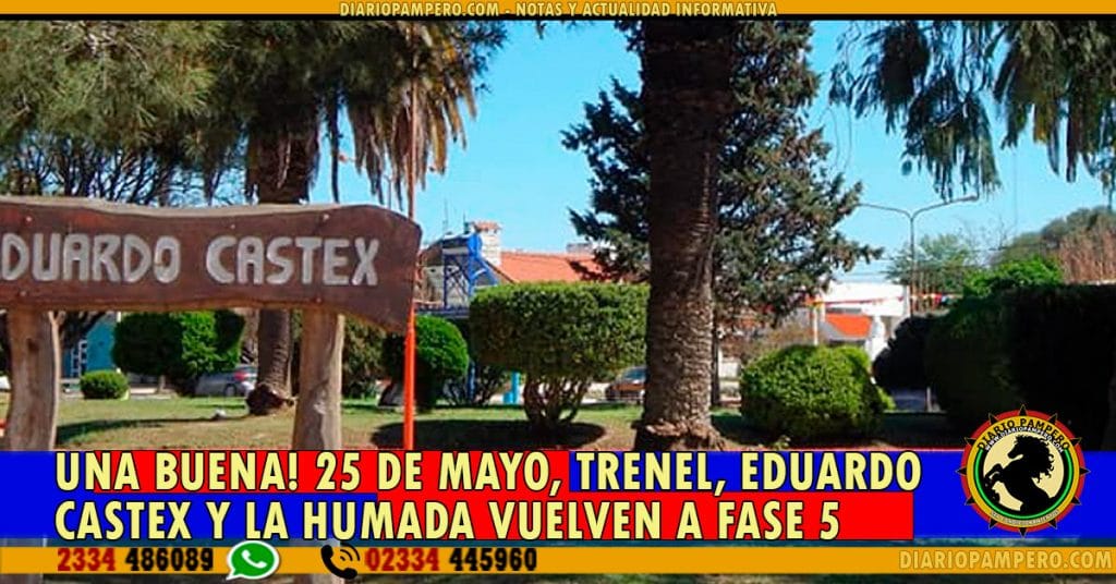 UNA BUENA! 25 de Mayo, Trenel, Eduardo Castex y La Humada vuelven a Fase 5