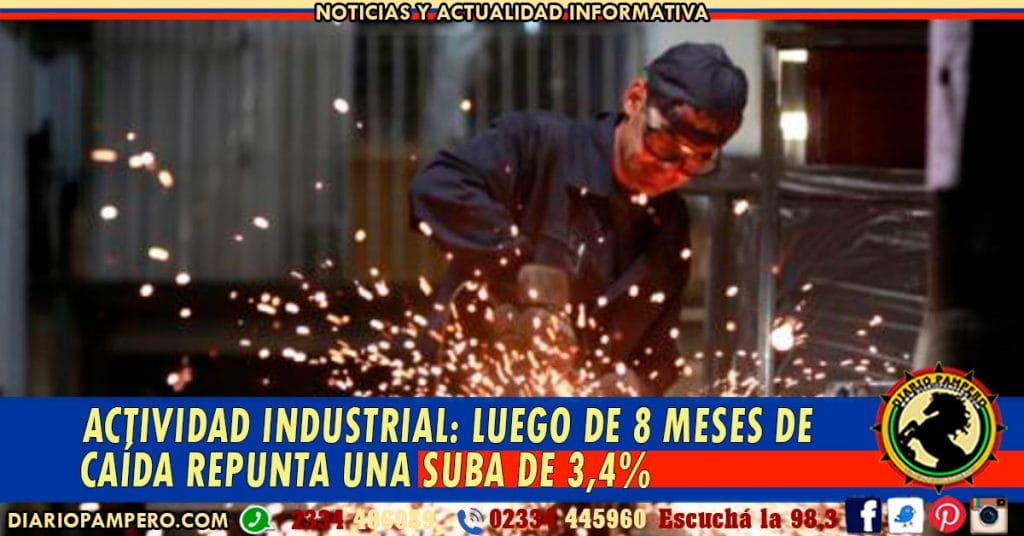 ACTIVIDAD INDUSTRIAL: luego de 8 meses de caída repunta una suba de 3,4%