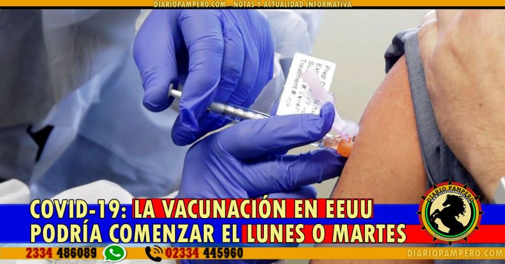 COVID-19: La vacunación en EEUU podría comenzar el lunes o martes