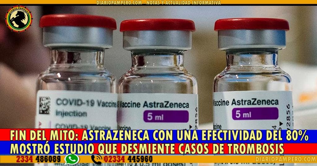 FIN DEL MITO: AstraZeneca con una efectividad del 80%,  mostró estudio que desmiente casos de trombosis