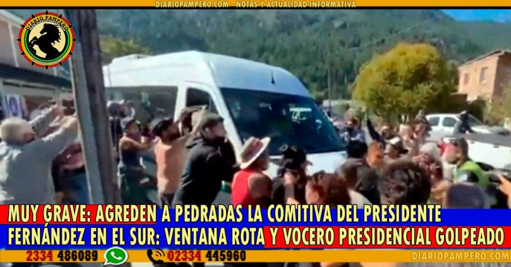 MUY GRAVE: Agreden a pedradas la comitiva del Presidente Fernández en el sur: ventana rota y vocero presidencial golpeado