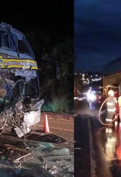 Brutal choque entre un micro de larga distancia y un camión en Misiones dejó más de 40 heridos