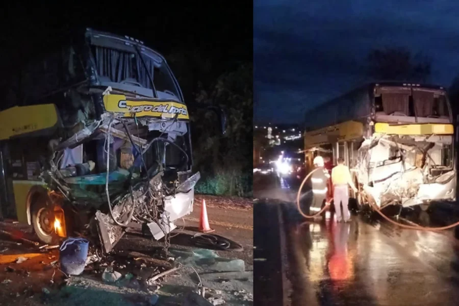 Brutal choque entre un micro de larga distancia y un camión en Misiones dejó más de 40 heridos