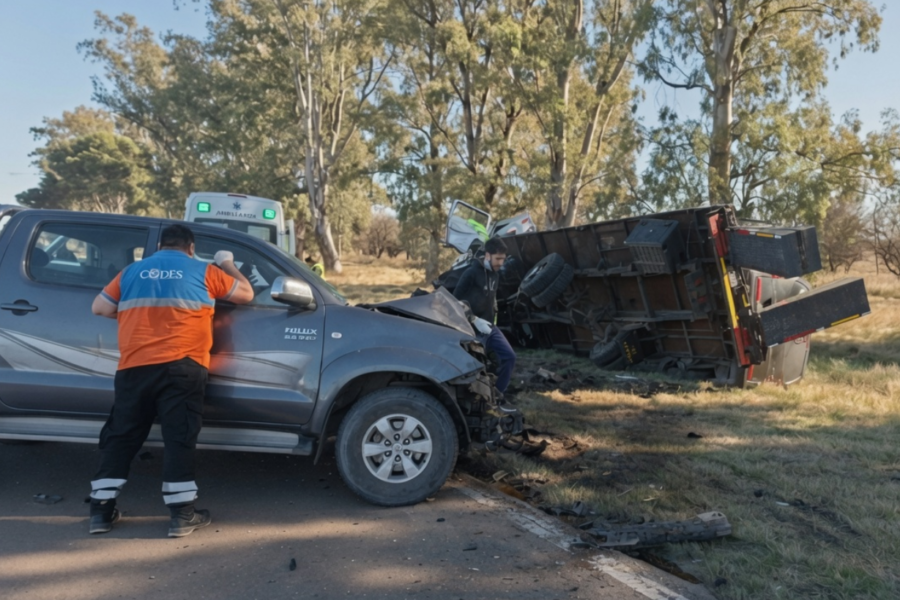 Fuerte choque frontal en la ruta nacional 5 deja dos heridos