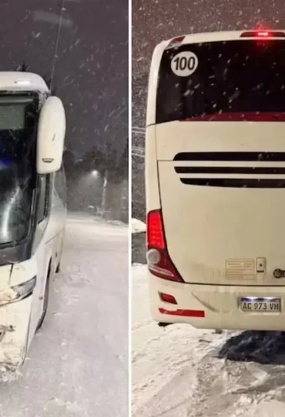Un micro con egresados chocó siete autos en Bariloche
